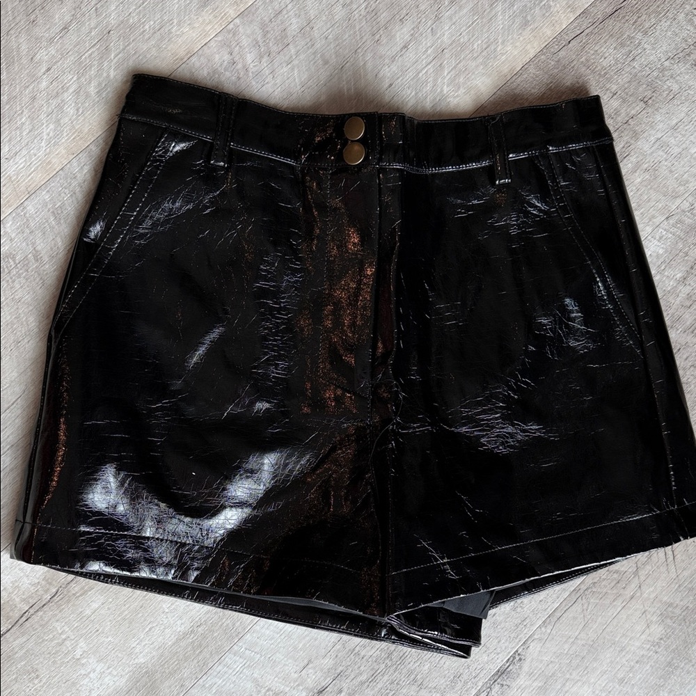 Lovers + Friends Black Faux Leather Shorts